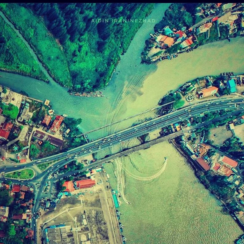 تصویر هوایی از پل غازیان بندر انزلی